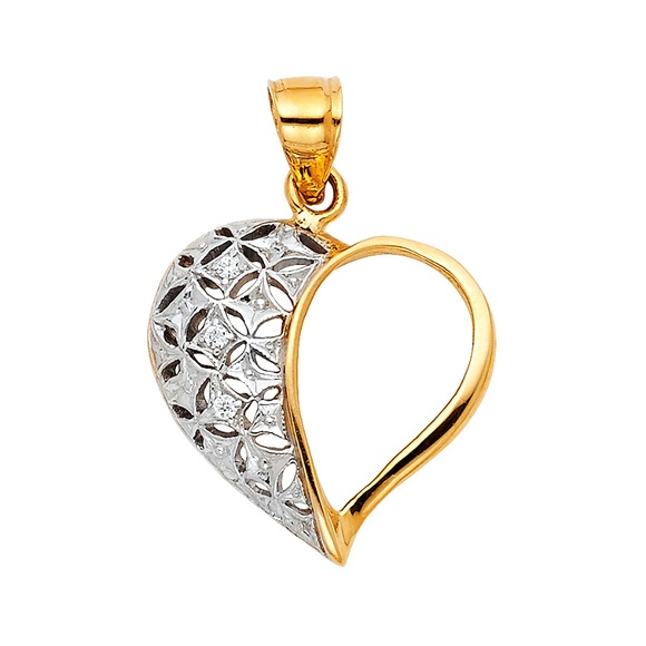 14K Two Tone Heart Pendant